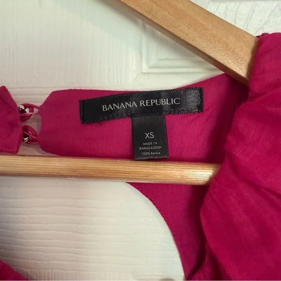 Banana Republic Ramie Open-Back Puff Sleeve Dress sz XS 100% Cotton - Picture 8 of 13